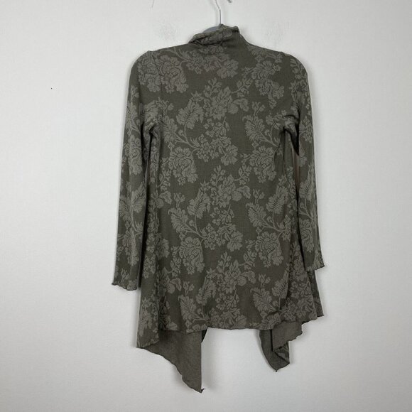 Knox Rose Green Floral Draped Front Open Cardigan Size XS - Picture 7 of 8